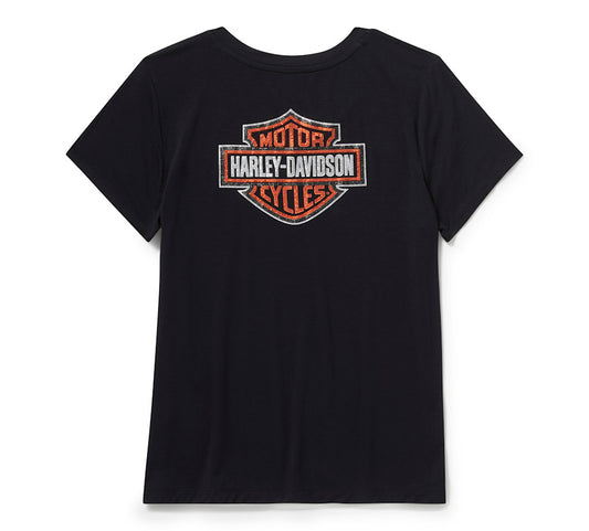 Women's Harley-Davidson Essential Bling V Neck Tee -Black