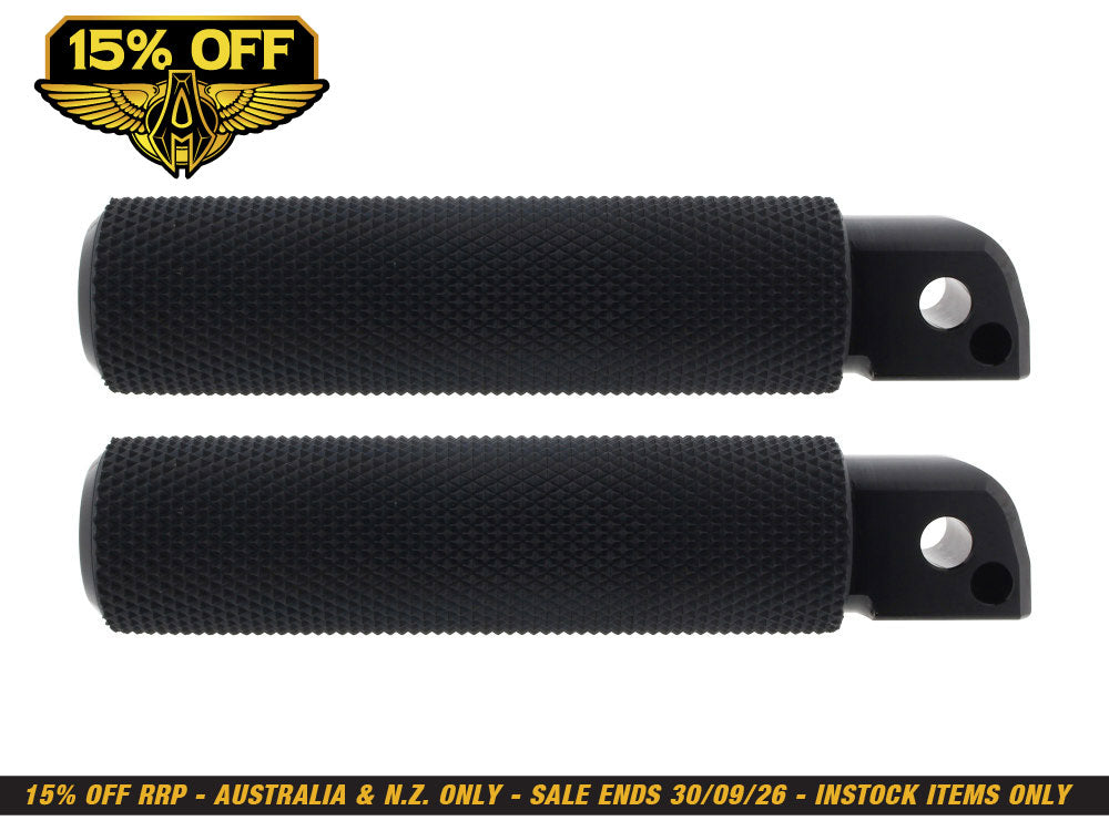Knurled Fusion Footpegs - Black. Fits Softail 2018up Rear Passenger