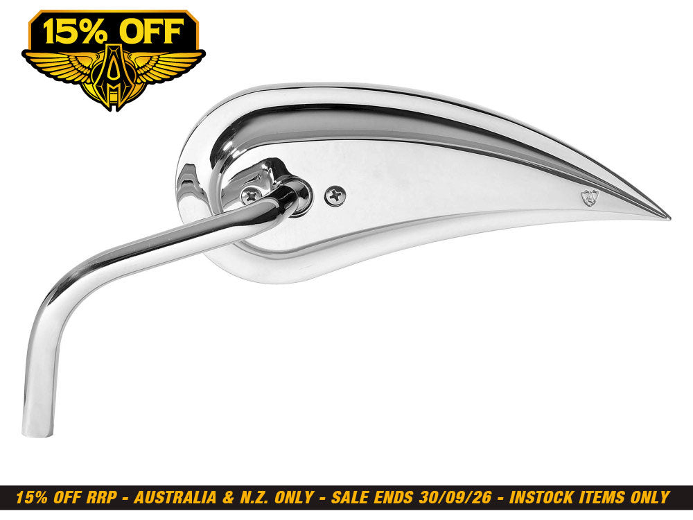 Rad III Teardrop Mirror with Steel Stem - Chrome. Fits Right.