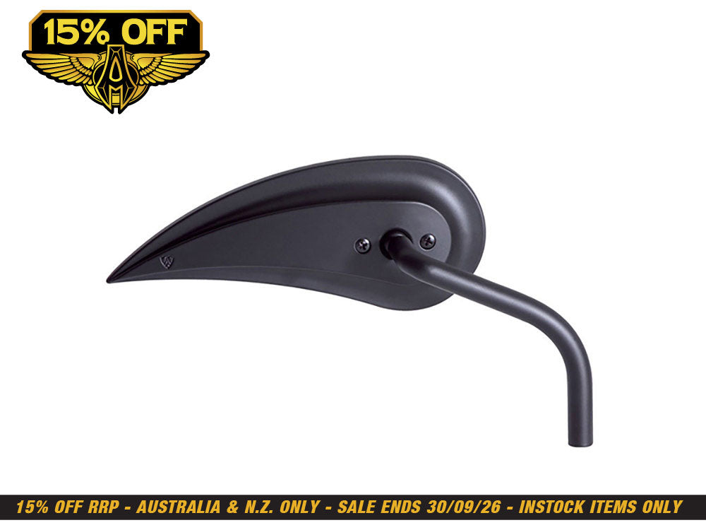 Rad III Teardrop Mirror with Steel Stem - Black. Fits Right.