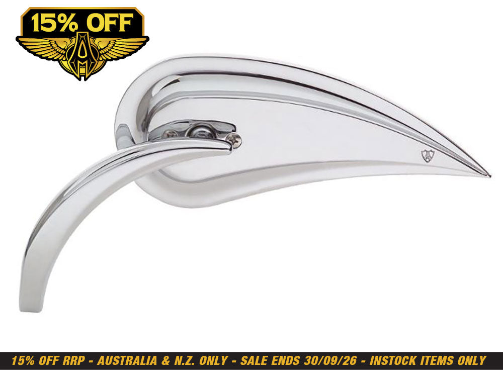Rad III Teardrop Mirror with Die-Cast Stem - Chrome. Fits Left.