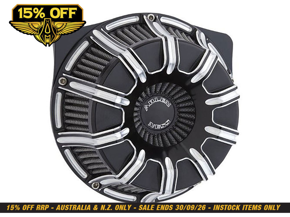 10-Gauge Air Cleaner Kit - Contrast Cut. Fits Softail 2000-2015, Dyna 1999-2017, Touring 1999-2007 with CV Carb or Cable Operated Delphi EFI