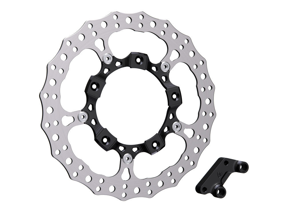 14in. Right Hand Front Jagged Big Brake Disc Rotor - Black. Fits Most Touring 2008-2024