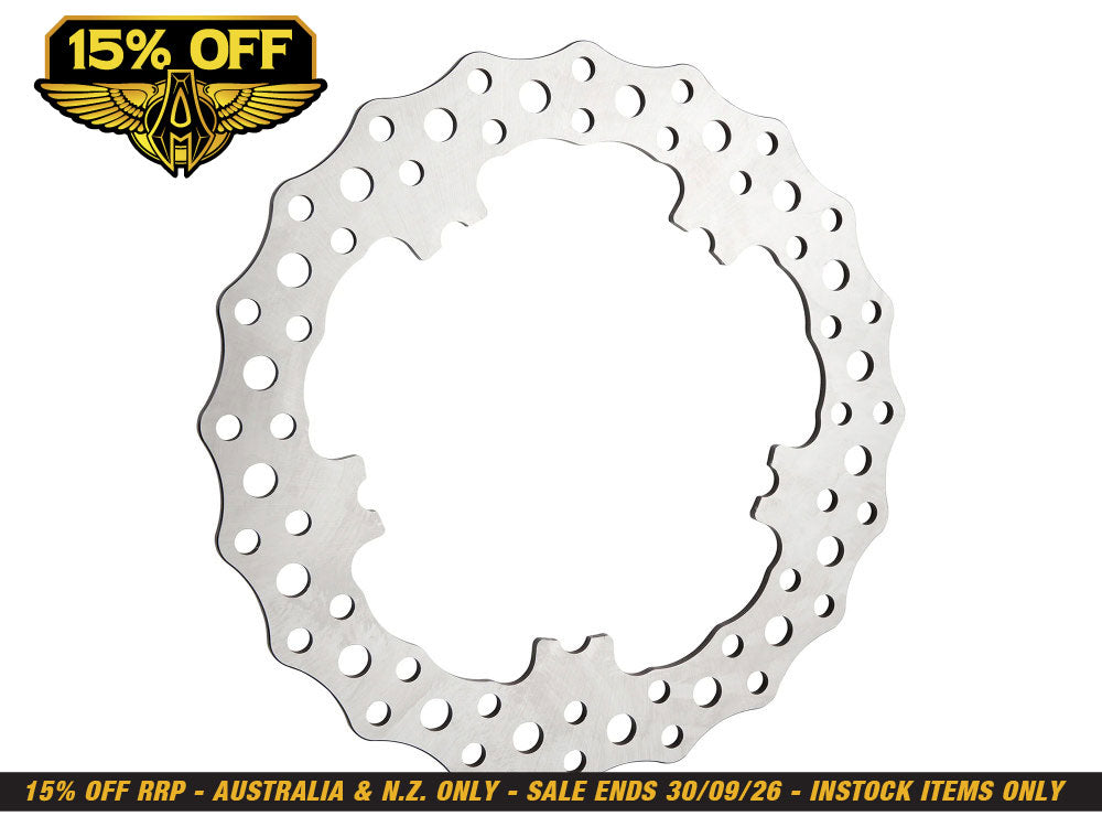 11.8in. Front Jagged Disc Rotor - Stainless Steel. Fits V-Rod & Dyna 2006-2017 Models with OEM Cast Wheel.