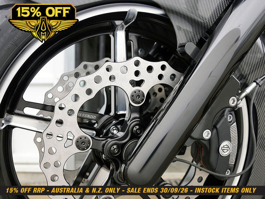 Titanium Holeshot Front Brake Rotor Bolts - Black. Fits Street Glide & Road Glide 2024up with Spoke Mounted Disc, Sportster S 2021up & Pan America 2021up with Cast Mag Wheel