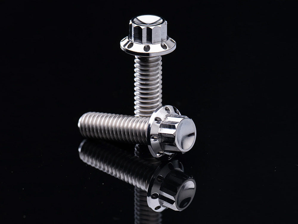 Titanium 12-Point Tappet Cover Bolt Kit - Polished. Fits Softail 2000up, Touring 1999up & Dyna 1999-2017