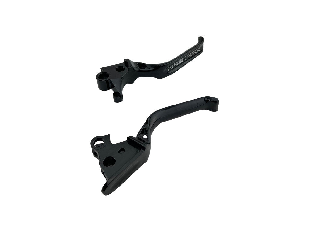 Method Levers - Black. Fits Softail 1996-2014, Dyna 1996-2017, Touring 1996-2007 & Sportster 1996-2003.