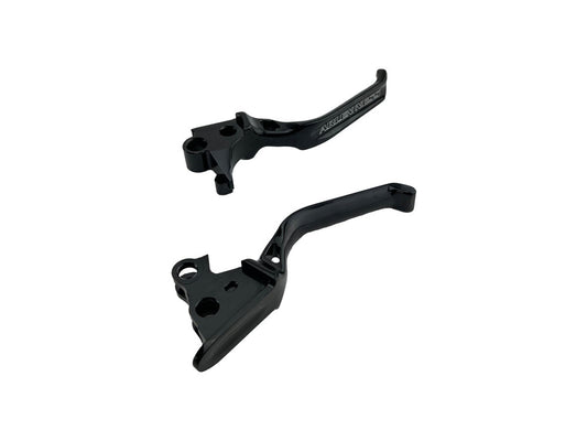 Method Levers - Black. Fits Softail 1996-2014, Dyna 1996-2017, Touring 1996-2007 & Sportster 1996-2003.