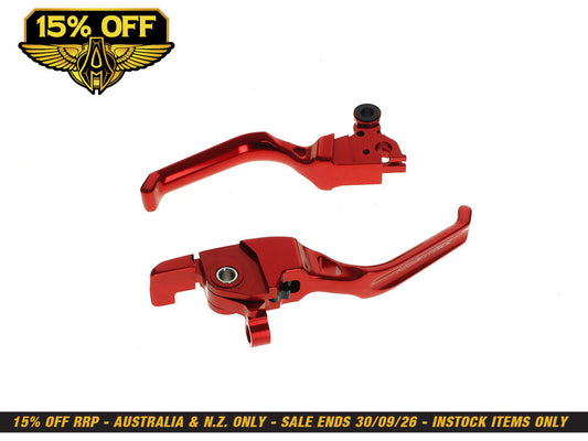 Method Levers - Red. Fits CVO Touring 2023up, Street Glide & Road Glide 2024up, Touring 2025up