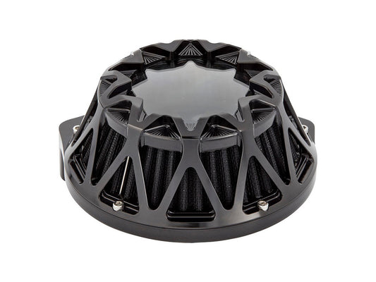 Crossfire Air Cleaner Kit - Black. Fits Softail 2000-2015, Dyna 1999-2017, Touring 1999-2007 with CV Carb or Cable Operated Delphi EFI