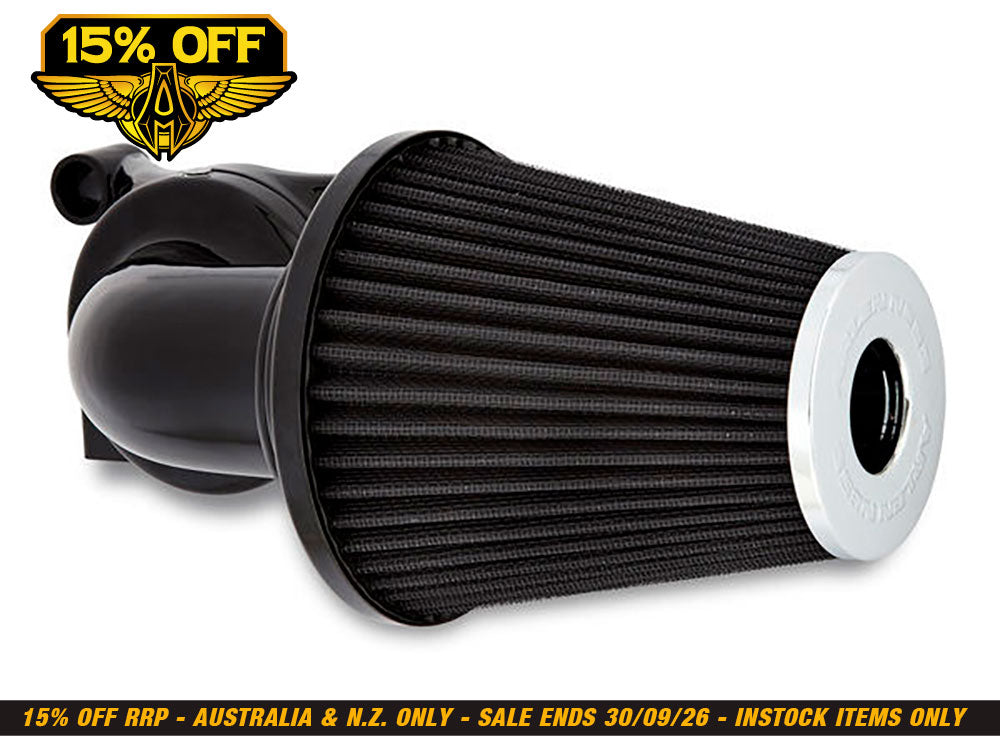 90deg Monster Sucker Air Cleaner Kit - Black. Fits Big Twin 1993-2017 with CV Carb or Cable Operated Delphi EFI.
