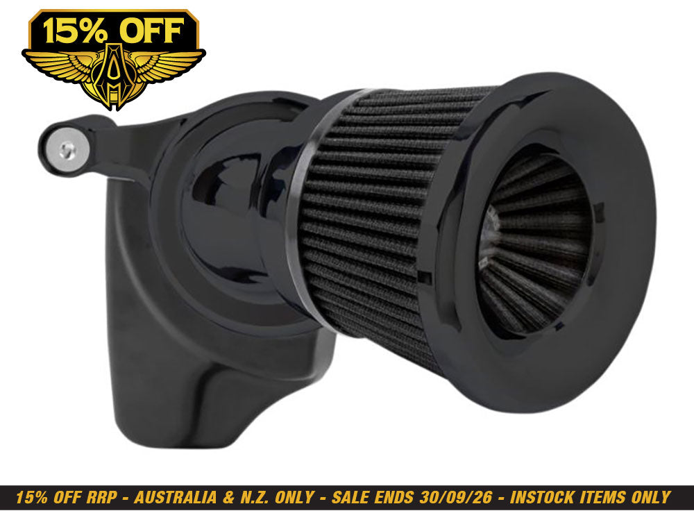 Velocity 65 Degree Air Cleaner Kit - Black. Fits Big Twins 1993-2017 with CV Carb or Cable Operated Delphi EFI.