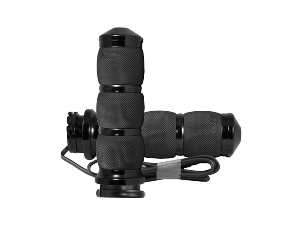 Heated Air Cushion Handgrips - Black. Fits H-D with Throttle Cable.