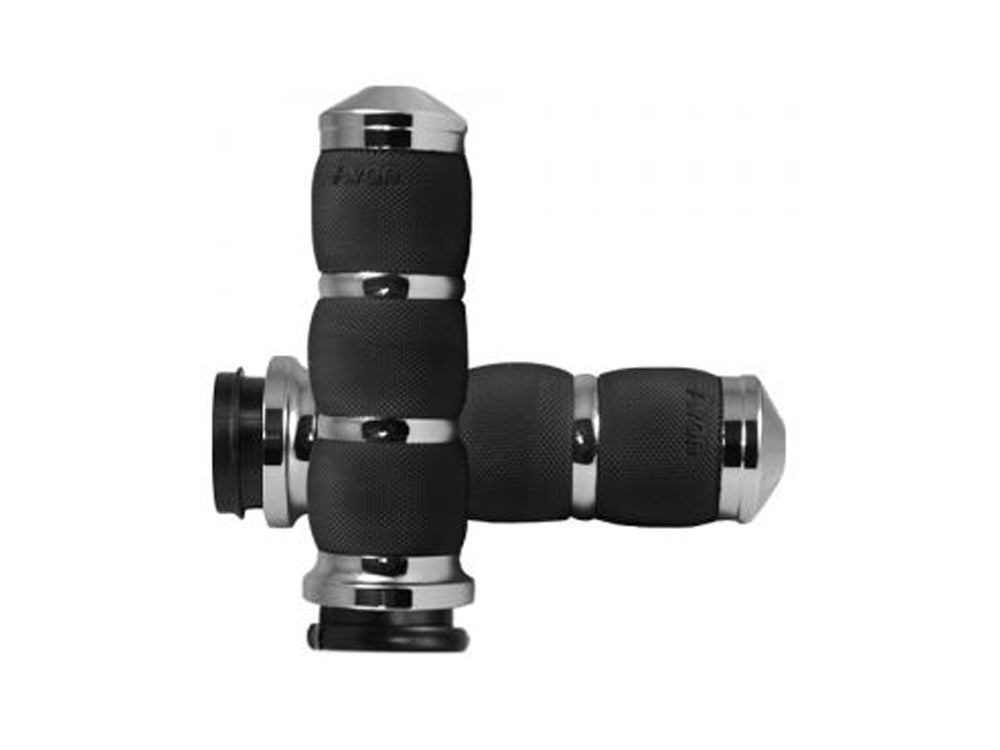 Air Cushion Handgrips - Chrome. Fits Big Twin 2008-2024 with Throttle-by-Wire