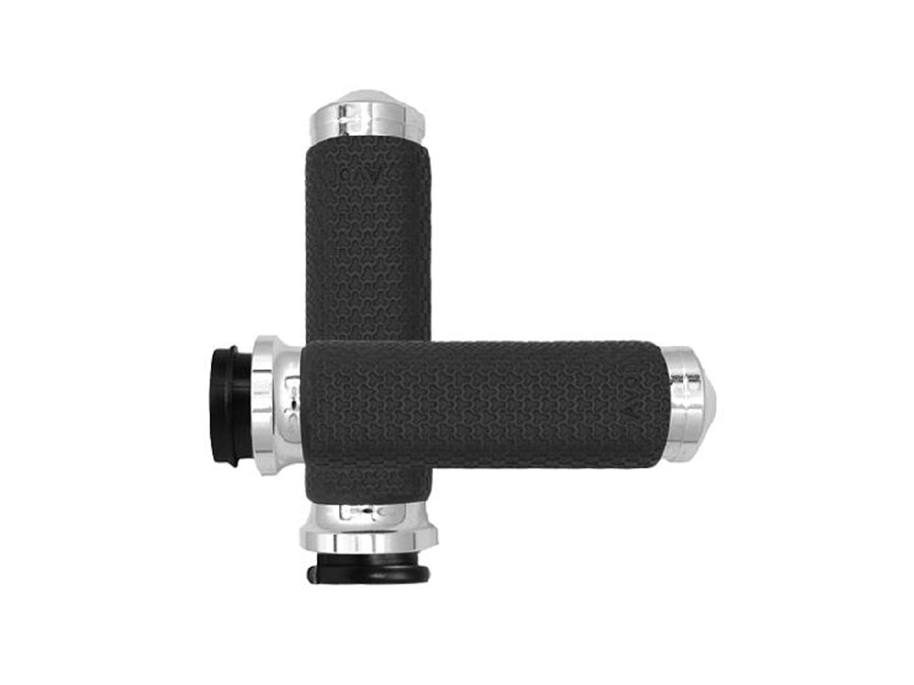 Medium Memory Foam Handgrips - Chrome. Fits Big Twin 2008-2024 with Throttle-by-Wire