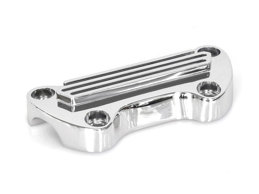 Finned Handlebar Top Clamp - Chrome. Fits HD Big Twin 1974up & Sportster 1974-2021.