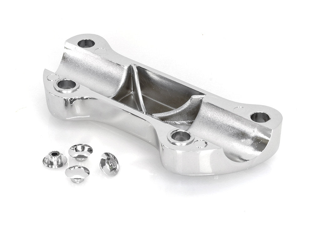 Finned Handlebar Top Clamp - Chrome. Fits HD Big Twin 1974up & Sportster 1974-2021.