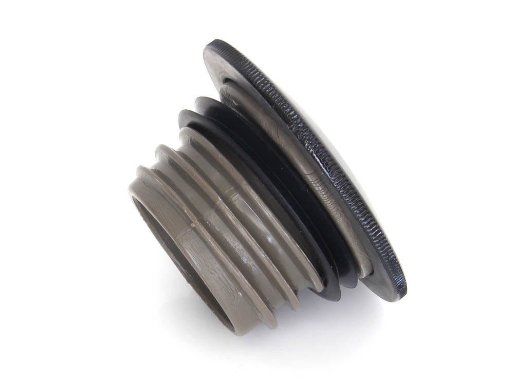 Low Profile Right Hand Vented Screw-In Fuel Cap - Gloss Black. Fits H-D 1996up.