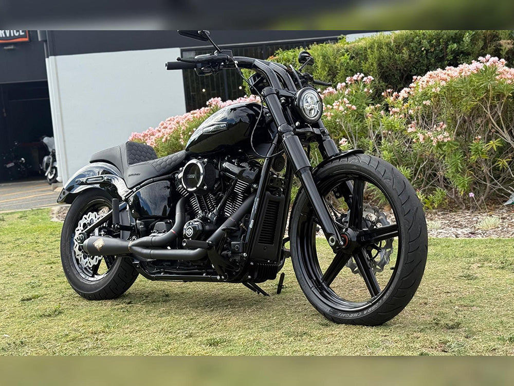 Six Piece Fork Cover Set - Black. Fits Softail Street Bob 2018up.
