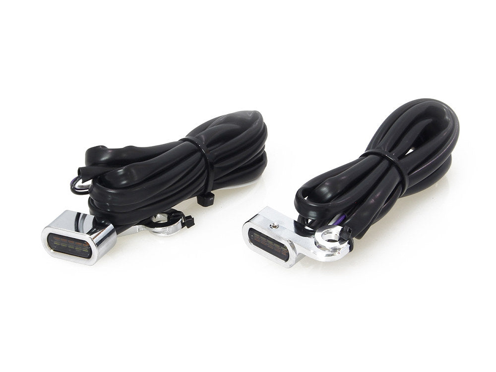 Under Perch Turn Signals with Daytime Running Lights - Chrome. Fits Softail 2015-2024 & Touring 2009-2023 Models with Cable Clutch.