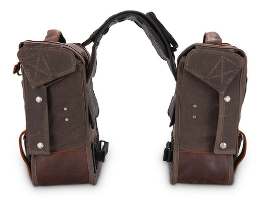Throw-Over Saddlebags - Dark Oak Wet Waxed.