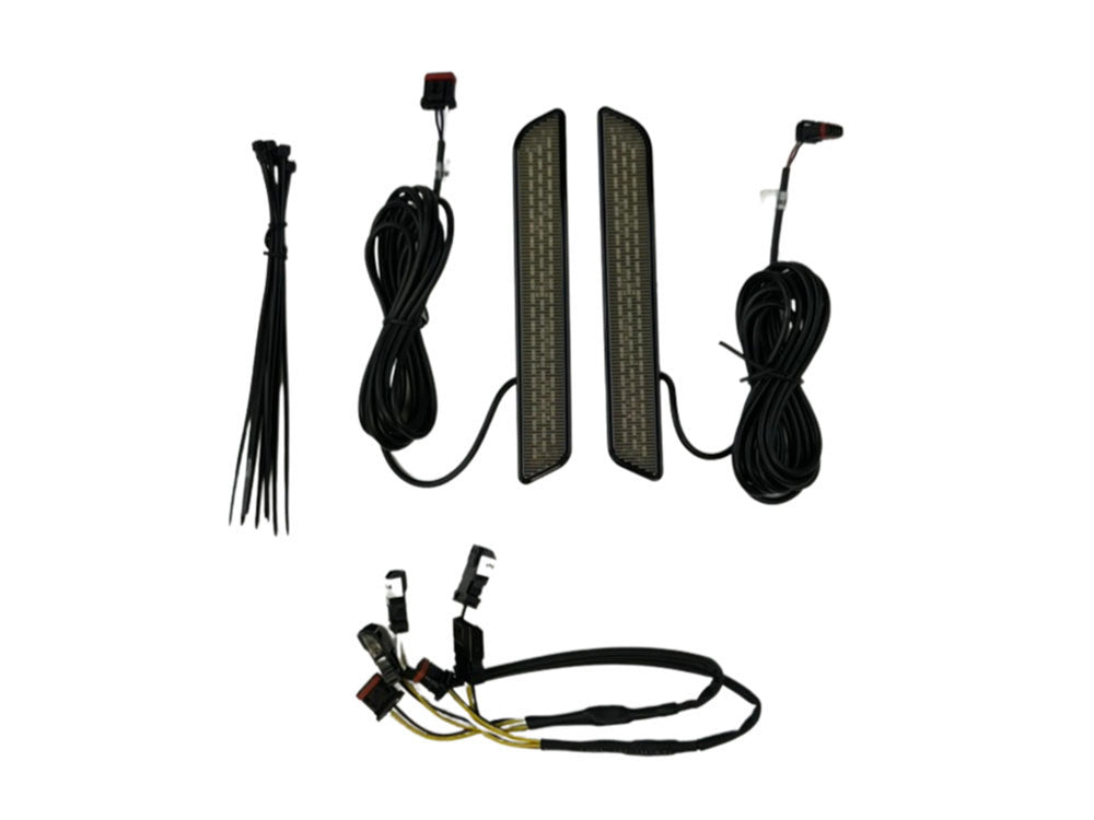Amber LED Fork Lights - Smoke Lens, Black Housing. Fits Low Rider ST 2022up