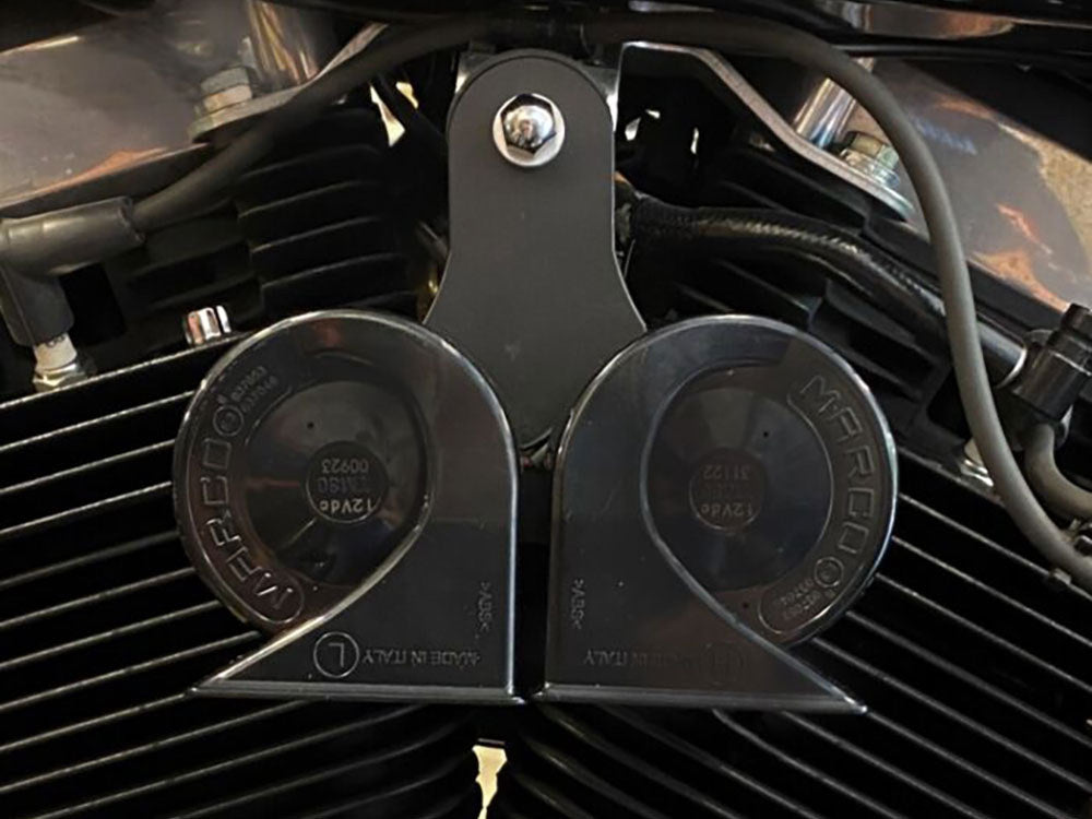 109db Electromagnetic Horn Kit - Black. Fits Touring 1992up, Big Twin 1992-2017 & Sportster 1992-2021
