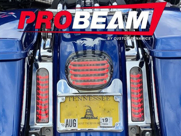 ProBeam LED Fillerz. Red with Smoke Lens - Chrome. Fits Ultra & Road King Touring Models 2014-2023 & Street/Road Glide ST 2022-2023