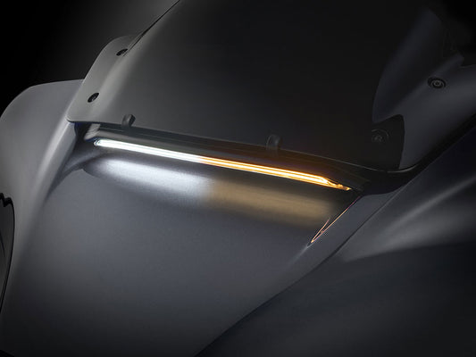 LED Fairing Vent Insert With Amber & White LED's - Gloss Black with Smoked Lens. Fits CVO Street Glide 2023up & Street Glide 2024up