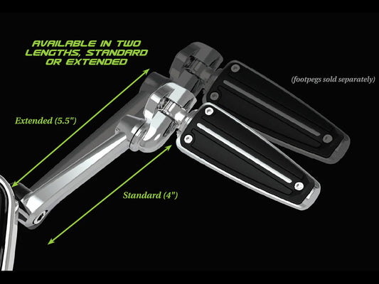 Standard Length Frame Mounted, Adjustable Cruise Arm Highway Peg - Black. Fits Street Glide & Road Glide 2024up