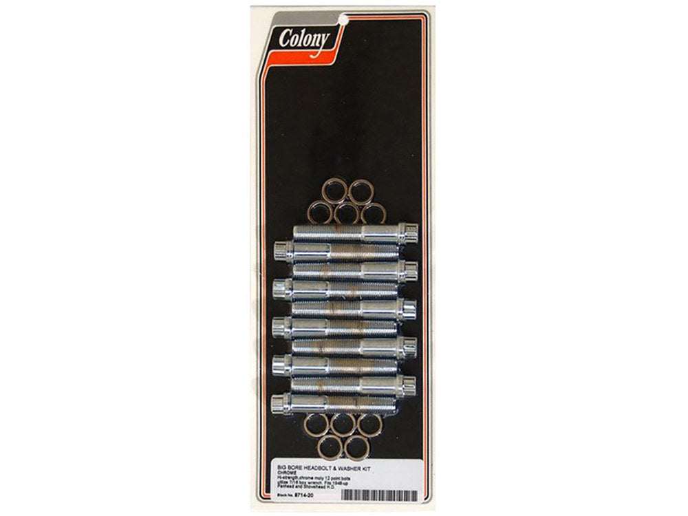 12 Point Style Head Bolts - Chrome. Fits Pan & Shovel 1948-1984 Big Bore.