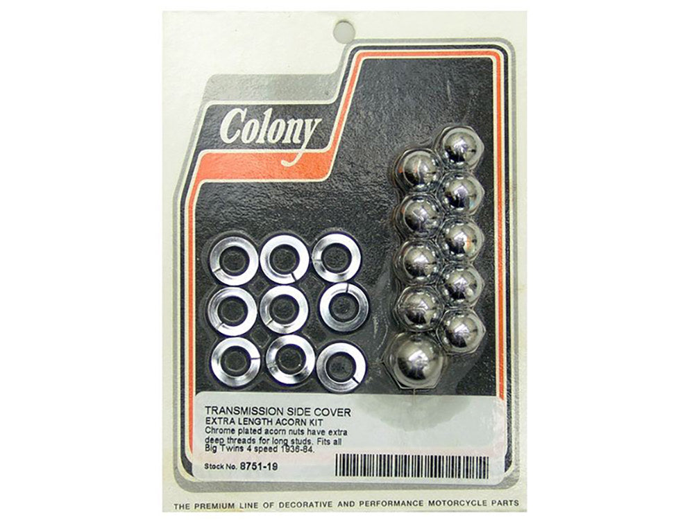 Acorn Transmission Side Cover Kit - Chrome. Fits 4Spd Big Twin 1936-1986