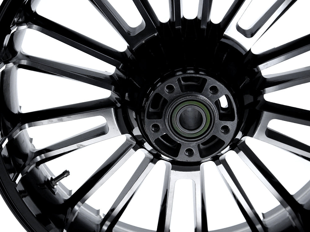 18in. x 5.50in. wide Atlantic 3D Wheel with Rear Hub - Black Cut. Fits Touring 2009up with ABS