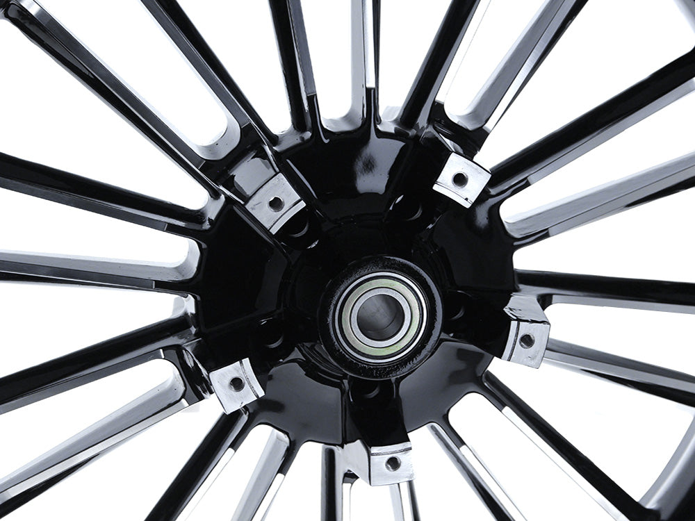 21in. x 3.50in. wide Atlantic 3D Wheel with Front Hub - Black Cut. Fits Touring 2008up with ABS