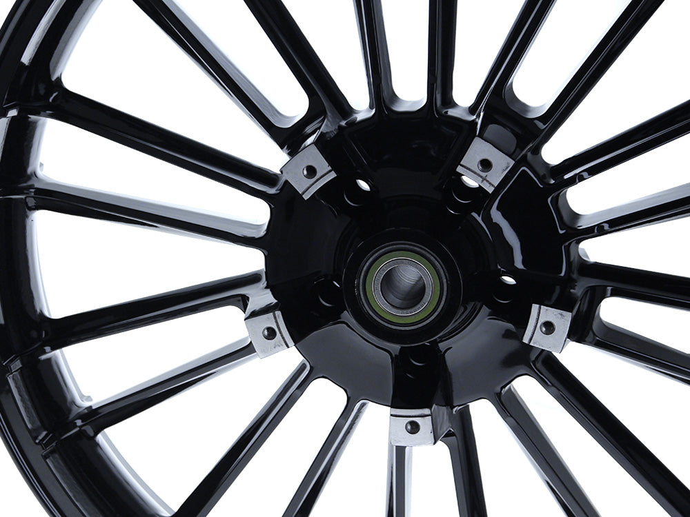 21in. x 3.50in. wide Atlantic 3D Wheel with Front Hub - Gloss Black. Fits Touring 2008up with ABS