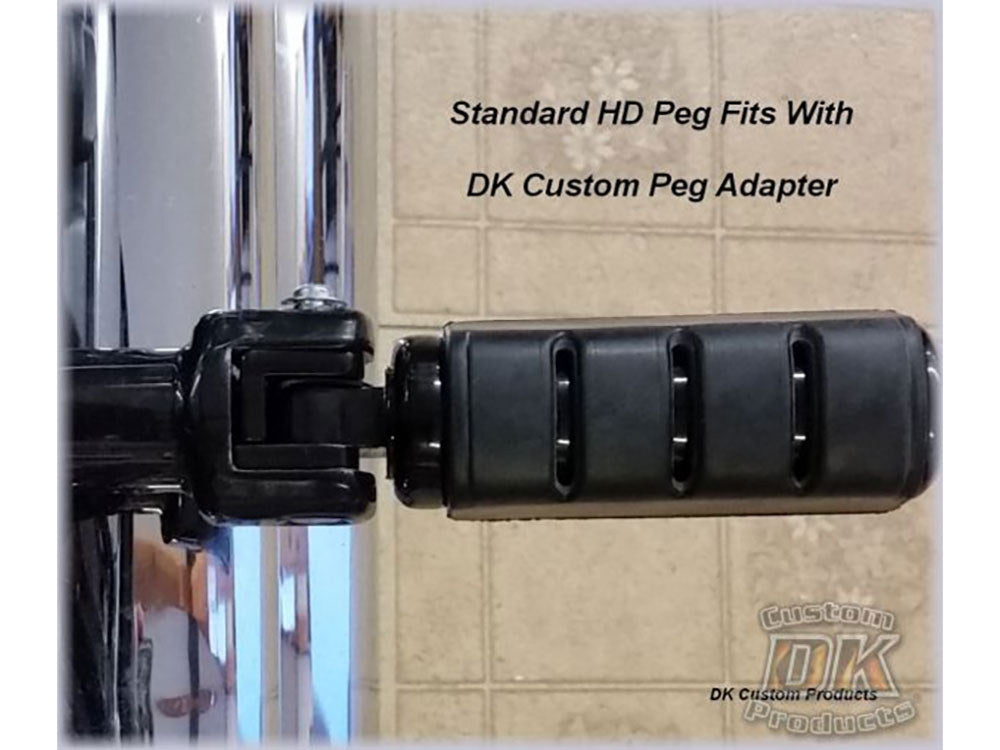Footpeg Adapters - Black. Fits Earlier Style Footpegs to Softail 2018up.