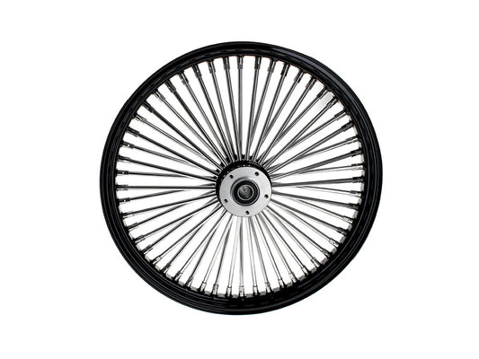 21in. x 2.15in. Mammoth Fat Spoke Front Wheel - Gloss Black & Chrome. Fits Dual Disc Mid Glide Dyna Low Rider 2014-2017
