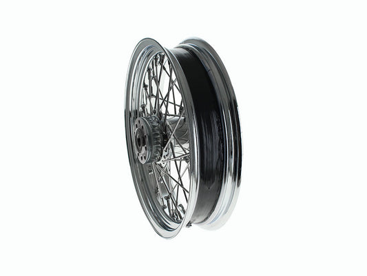 16in. x 3.5in. Rear 40 Spoke Cross Laced Wheel - Chrome. Fits Softail 2011up.