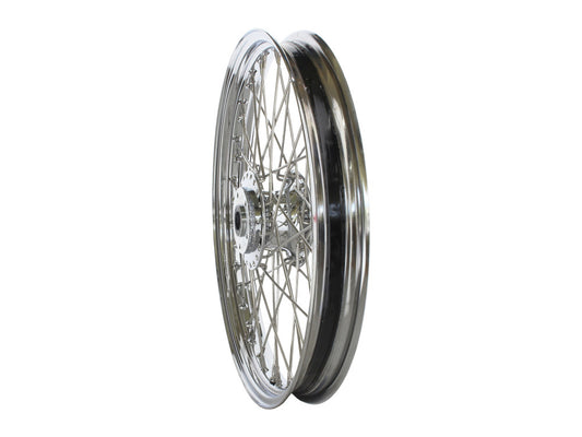 21in. x 2.15in. 40 Spoke Cross Laced Front Wheel - Chrome. Fits Dual Disc FX Softail 2000-2010 & Dyna Wide Glide 2000-2005.