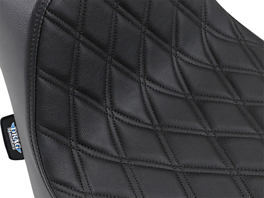 Predator 3 Dual Seat with Black Double Diamond Lattice Stitch. Fits Fat Bob 2018-2024