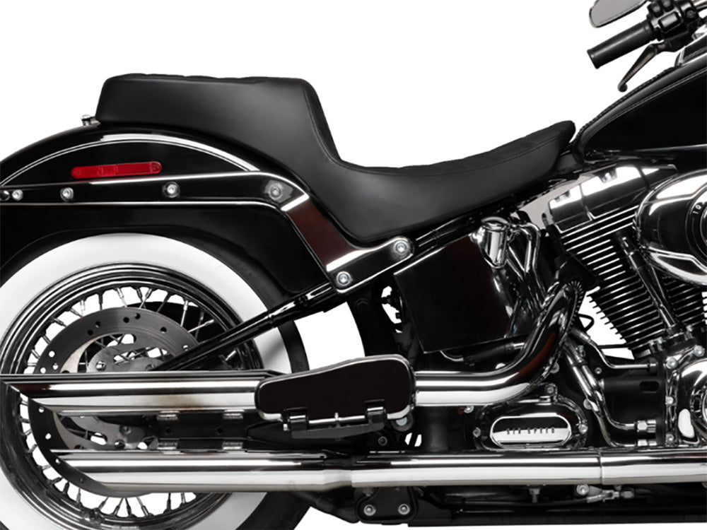 Performance Predator 2up Dual Seat with Black Double Diamond Lattice Stitch. Fits Softail 2000-2017 with 130 or 150 OEM Rear Tyre
