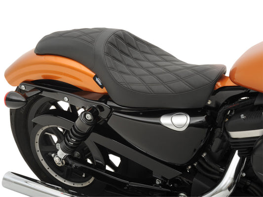 Predator Dual Seat with Black Double Diamond Lattice Stitch. Fits Sportster 2004-2021