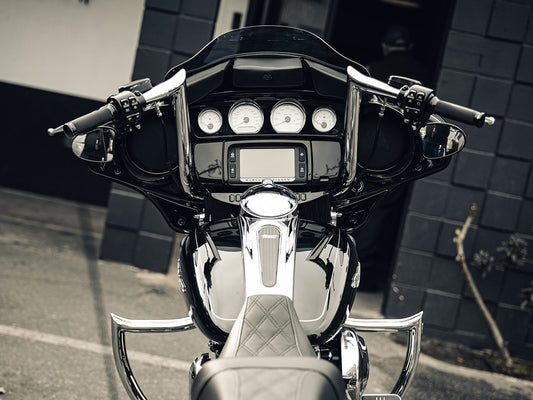 Shield Front Crashbar - Chrome. Fits Touring 1997-2023.