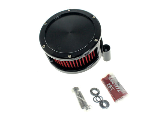 BA Air Cleaner Kit - Black with Solid Cover & Red Filter. Fits Touring 2008-2016, Softail 2016-2017, CVO Softail 2011-2017 & Dyna Low Rider S 2016-2017 with Throttle-by-Wire