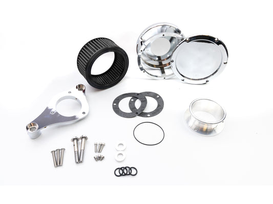 BA Air Cleaner Kit - Chrome with Solid Cover. Fits Touring 2017-2024 & Softail 2018-2024