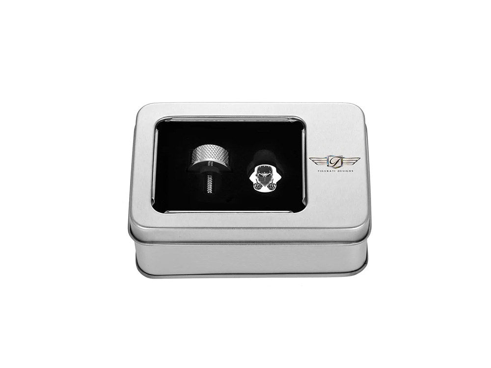 1/4in.-20 Knurled Seat Mount Screw - Stainless with Masked Skull. Fits H-D 1996up