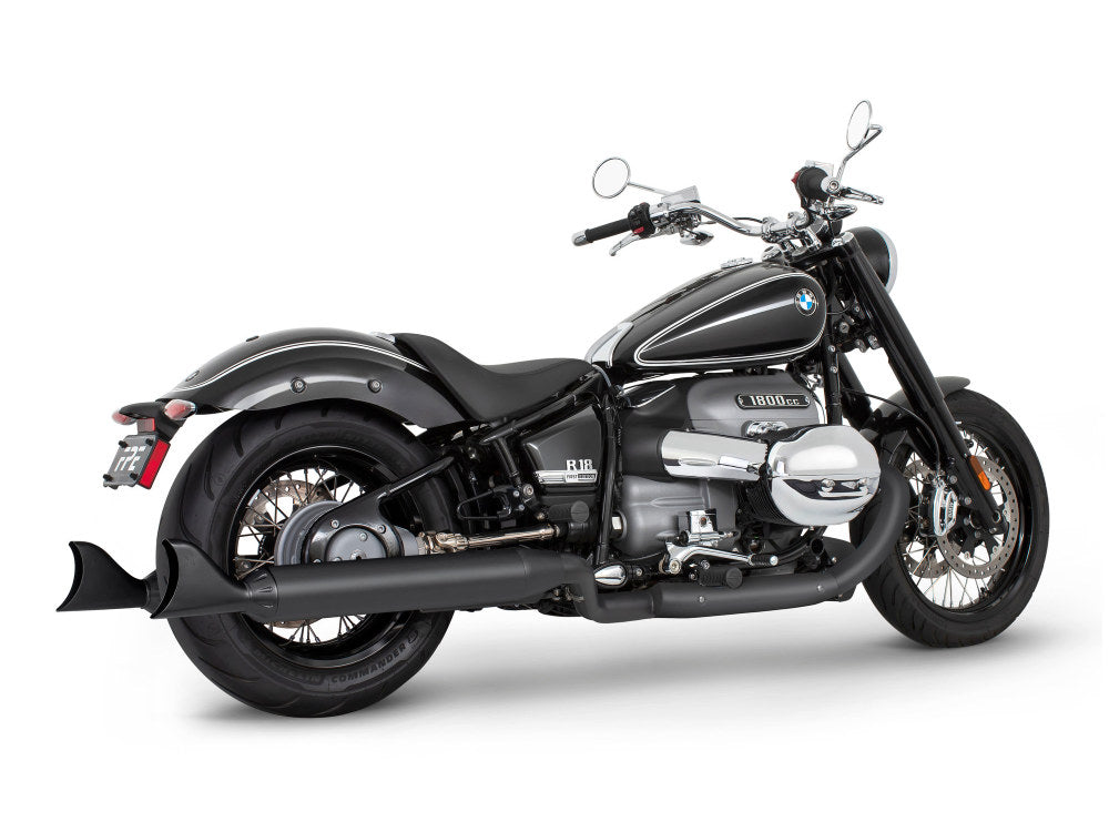 4in. Two-Step Slip-On Mufflers - Black with Sharktail Tips. Fits BMW R-18 2021up.