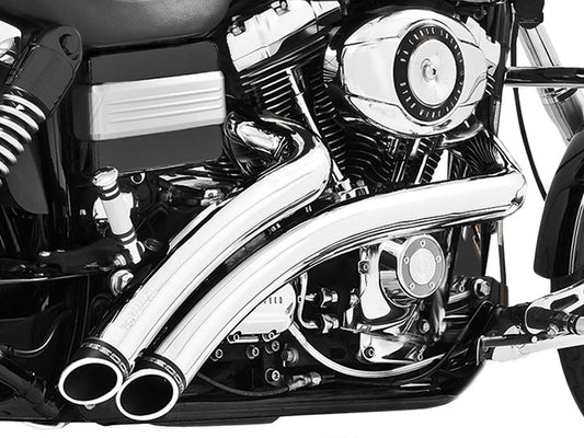 Radical Radius Exhaust - Chrome with Black End Caps. Fits Dyna 2006-2017 & Dyna Switchback 2012-2016