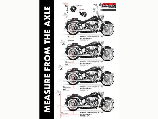 42in. True Dual SharkTail Exhaust - Chrome. Fits Softail 2007-2017