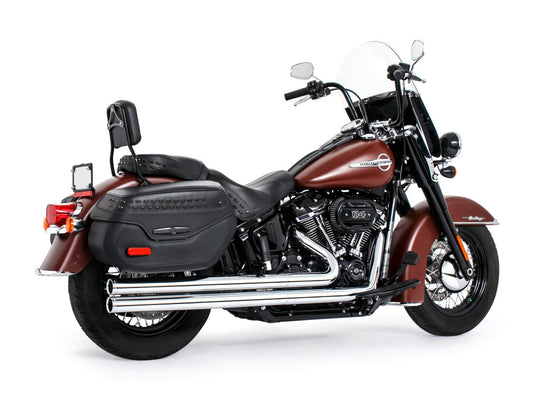 Independence Long Exhaust - Chrome with Chrome End Caps. Fits Softail 2018up.